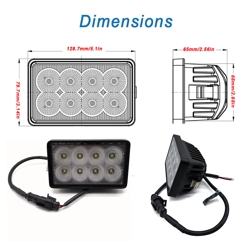 Hooma 40W Headlights LED Work Light Compatible with John Deere/ New Holland/ Case Tractor