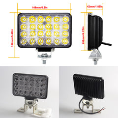 6.6 Inch LED Work Lights 48W 3840 Lumen Flood Light Off Road Driving Light Pod Fits Tractor Excavator Farm Engineer Truck SUV ATV 12V 24V 48V