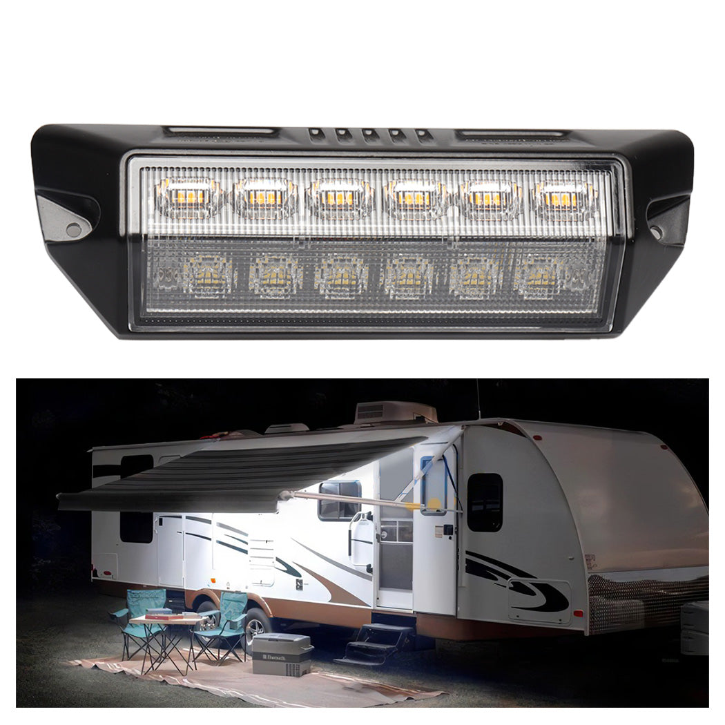 2 PCS Multifunction Motorhome LED Awning Light 5700K Caravan Awning Lights 12V Used as Scene Light (Reverse) + Warning Light 1200 Lumen RV Campervan Exterior Porch Lights