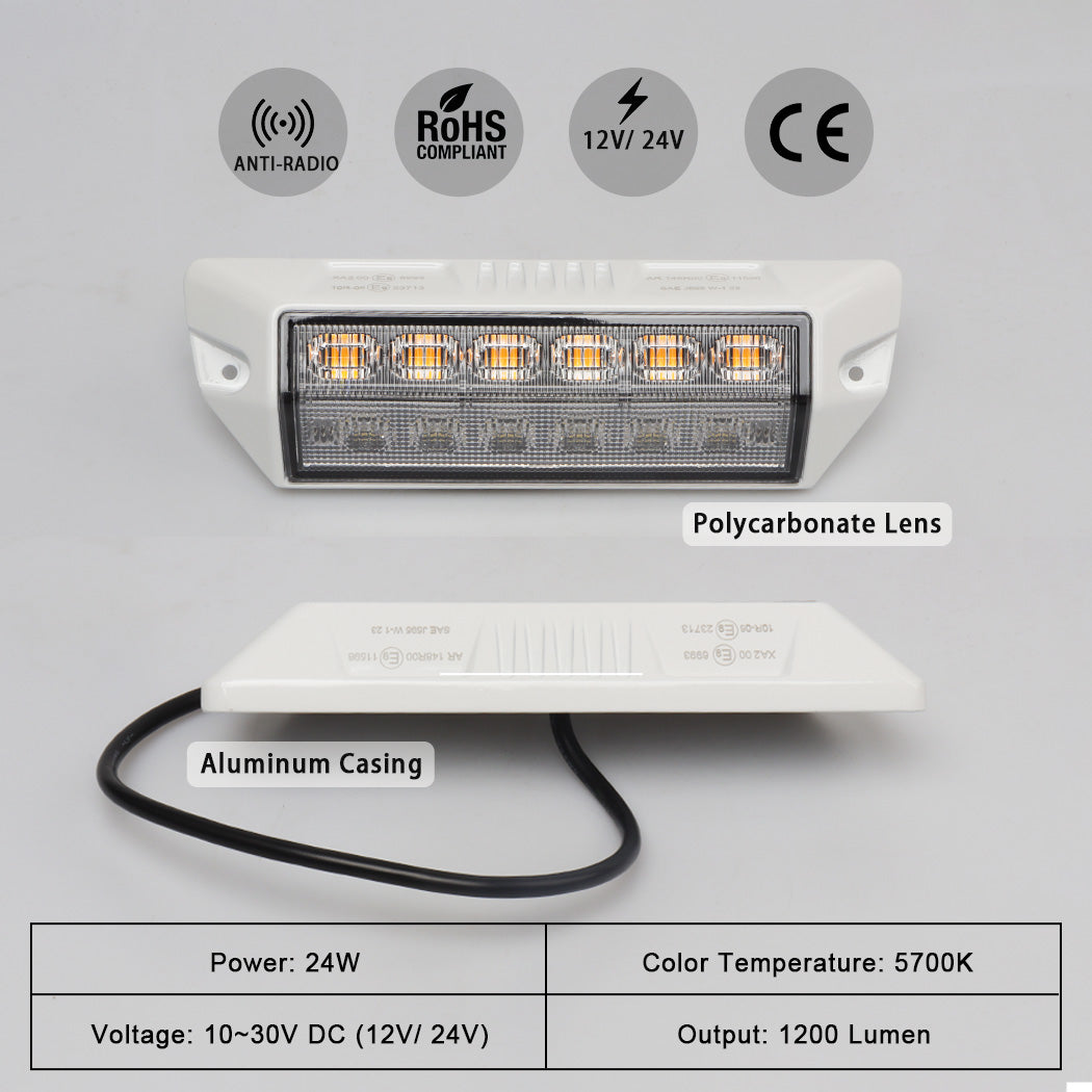 2Pcs 12V Caravan Awning Light 6000K 30W LED Exterior Wall Lamps Utility Strip Lights Bar Surface Mount for RVs Motorhome Caravan Camper Trailer