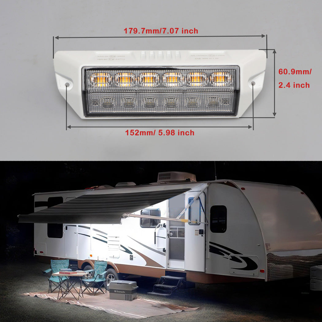 2Pcs 12V Caravan Awning Light 6000K 30W LED Exterior Wall Lamps Utility Strip Lights Bar Surface Mount for RVs Motorhome Caravan Camper Trailer