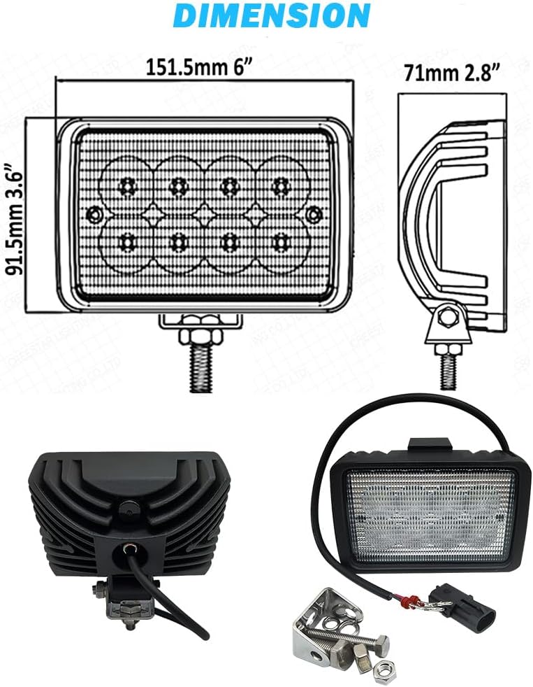 6'' 40W Agricultural  Flood  LED Work Light Tractor Light  92269C1 For Case New Holland, John Deere Case IH Tractor