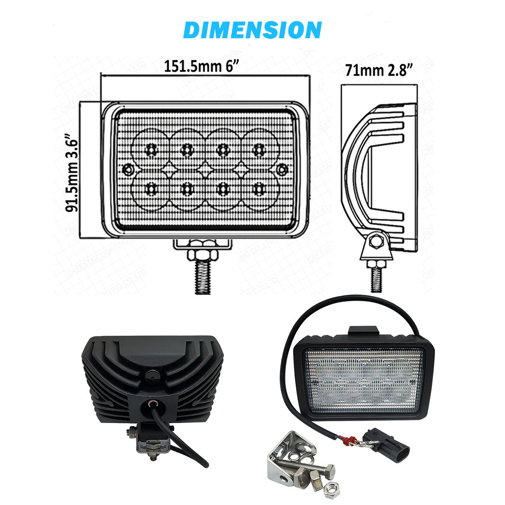 40W LED Work Light LED Tractor Headlights 12V Replaces John Deere OEM Part No. AT208435, AT226338, AT208435, AN272464