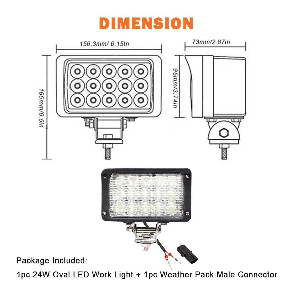 45W LED Work Lights Flood Pod Fog Light 6000K 12V/24V Led Lights Fits for John Deere Tractor Combine