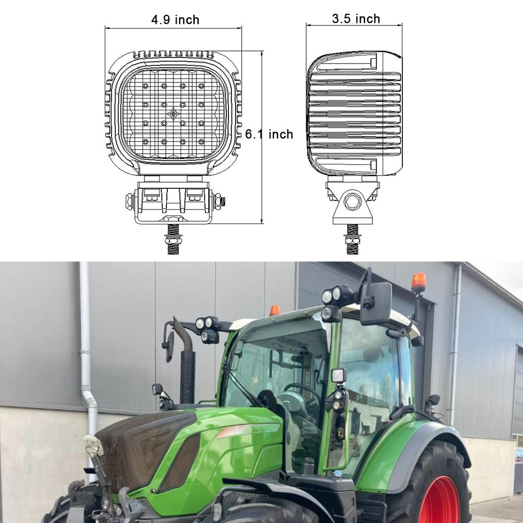 48W LED Pods Sopt Work Light 12 Volt Square Led Off Road Driving Fog Lights Compatible with Fendt 310 Vario S4 Tractor