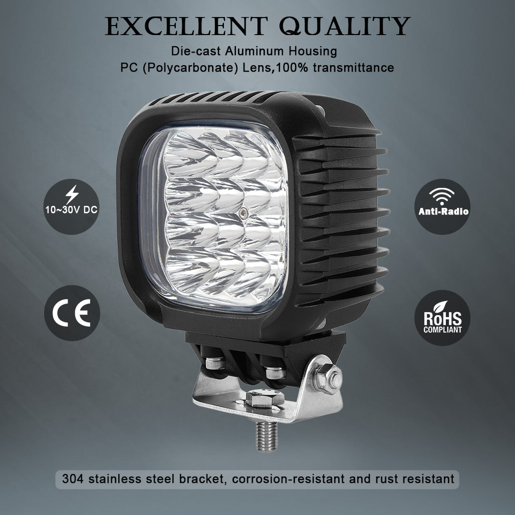 48W LED Pods Sopt Work Light 12 Volt Square Led Off Road Driving Fog Lights Compatible with Fendt 310 Vario S4 Tractor